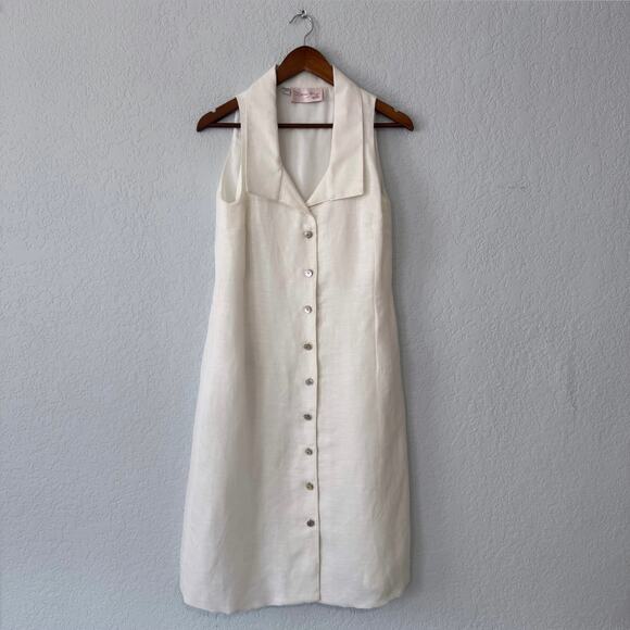 Denise Hajjar Dresses & Skirts - Denise Hajjar White Button Up Collared Tank Mini Dress Size Medium